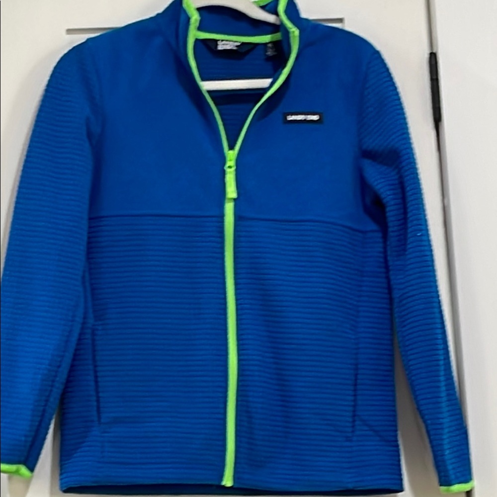 Land's End Blue Jacket with Green Accents